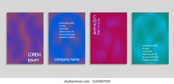 Minimalistic abstract vector halftone cover design template. Future geometric gradient background. Vector templates for placards, banners, flyers, presentations and reports