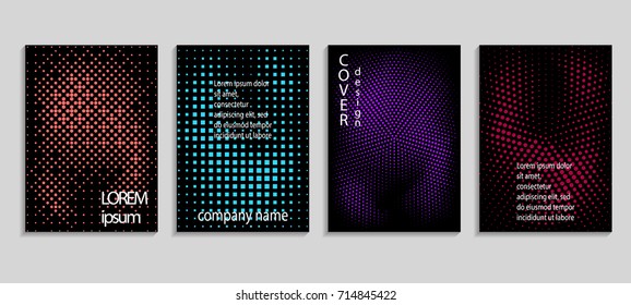 Minimalistic abstract vector halftone cover design template. Future geometric background. Vector templates for placards, banners, flyers, presentations and reports