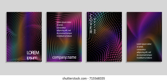 Minimalistic abstract vector halftone cover design template. Future geometric gradient background. Vector templates for placards, banners, flyers, presentations and reports