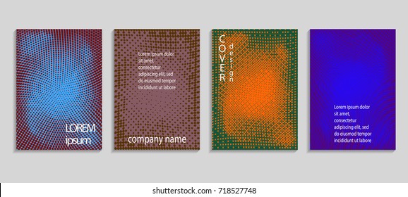 Minimalistic abstract vector halftone cover design template. Future geometric gradient background. Vector templates for placards, banners, flyers, presentations and reports