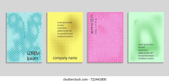 Minimalistic abstract vector halftone cover design template. Future geometric gradient background. Vector templates for placards, banners, flyers, presentations and reports