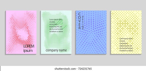 Minimalistic abstract vector halftone cover design template. Future geometric gradient background. Vector templates for placards, banners, flyers, presentations and reports