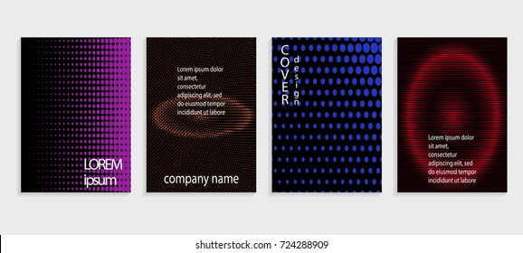 Minimalistic abstract vector halftone cover design template. Future geometric gradient background. Vector templates for placards, banners, flyers, presentations and reports