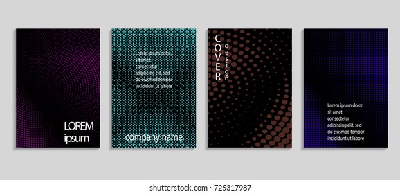 Minimalistic abstract vector halftone cover design template. Future geometric gradient background. Vector templates for placards, banners, flyers, presentations and reports