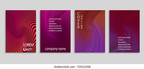 Minimalistic abstract vector halftone cover design template with lines. Future geometric gradient background. Vector templates for placards, banners, flyers, presentations and reports