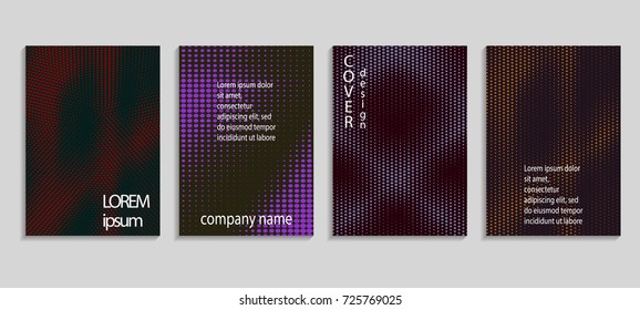 Minimalistic abstract vector halftone cover design template. Future geometric gradient background. Vector templates for placards, banners, flyers, presentations and reports