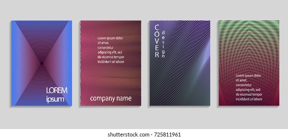 Minimalistic abstract vector halftone cover design template with lines. Future geometric gradient background. Vector templates for placards, banners, flyers, presentations and reports