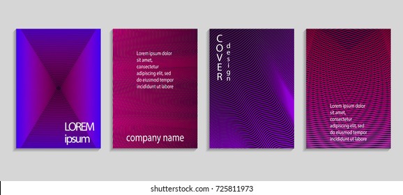 Minimalistic abstract vector halftone cover design template with lines. Future geometric gradient background. Vector templates for placards, banners, flyers, presentations and reports
