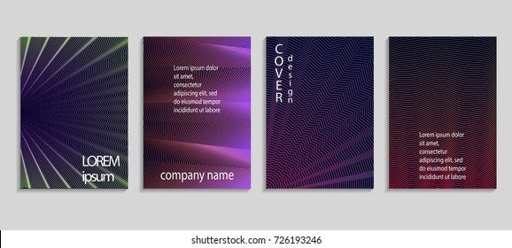 Minimalistic abstract vector halftone cover design template with lines. Future geometric gradient background. Vector templates for placards, banners, flyers, presentations and reports