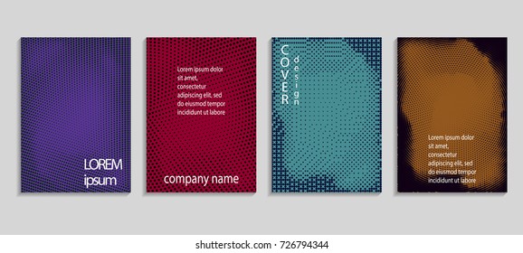Minimalistic abstract vector halftone cover design template with lines. Future geometric gradient background. Vector templates for placards, banners, flyers, presentations and reports