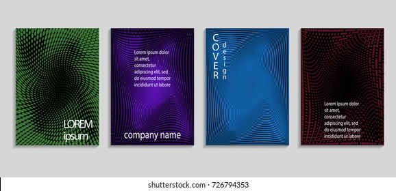 Minimalistic abstract vector halftone cover design template with lines. Future geometric gradient background. Vector templates for placards, banners, flyers, presentations and reports