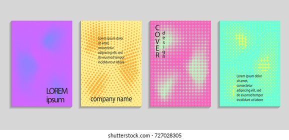 Minimalistic abstract vector halftone cover design template with lines. Future geometric gradient background. Vector templates for placards, banners, flyers, presentations and reports