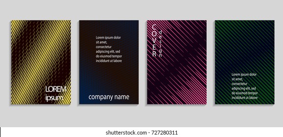 Minimalistic abstract vector halftone cover design template with lines. Future geometric gradient background. Vector templates for placards, banners, flyers, presentations and reports
