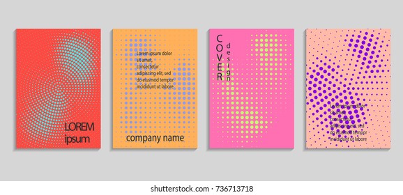 Minimalistic abstract vector halftone cover design template. Future geometric gradient background. Vector templates for placards, banners, flyers, presentations and reports