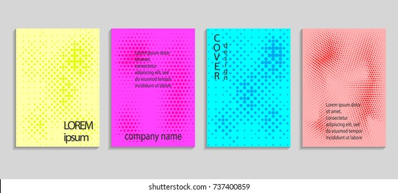 Minimalistic abstract vector halftone cover design template. Future geometric gradient background. Vector templates for placards, banners, flyers, presentations and reports