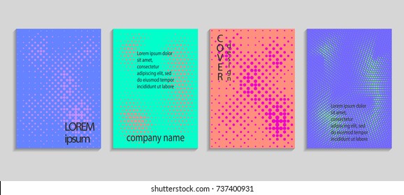 Minimalistic abstract vector halftone cover design template. Future geometric gradient background. Vector templates for placards, banners, flyers, presentations and reports
