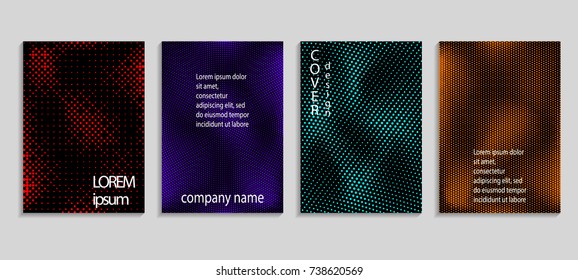 Minimalistic abstract vector halftone cover design template. Future geometric gradient background. Vector templates for placards, banners, flyers, presentations and reports