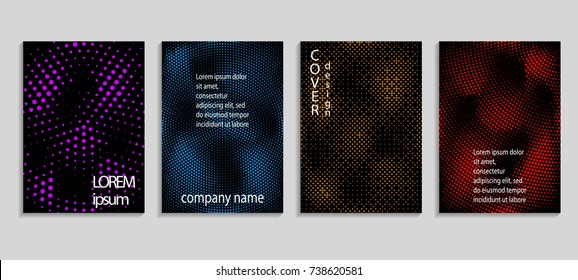 Minimalistic abstract vector halftone cover design template. Future geometric gradient background. Vector templates for placards, banners, flyers, presentations and reports