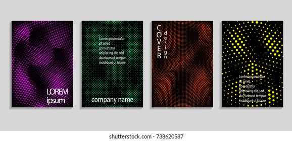 Minimalistic abstract vector halftone cover design template. Future geometric gradient background. Vector templates for placards, banners, flyers, presentations and reports