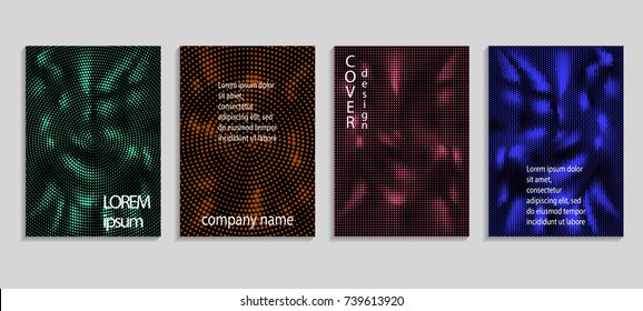 Minimalistic abstract vector halftone cover design template. Future geometric gradient background. Vector templates for placards, banners, flyers, presentations and reports