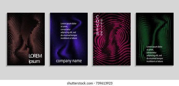 Minimalistic abstract vector halftone cover design template. Future geometric gradient background. Vector templates for placards, banners, flyers, presentations and reports