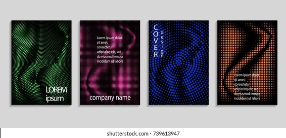 Minimalistic abstract vector halftone cover design template. Future geometric gradient background. Vector templates for placards, banners, flyers, presentations and reports