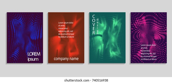 Minimalistic abstract vector halftone cover design template. Future geometric gradient background. Vector templates for placards, banners, flyers, presentations and reports