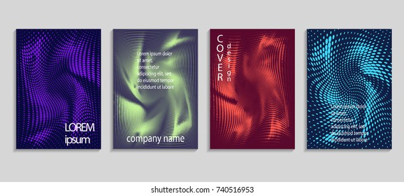 Minimalistic abstract vector halftone cover design template. Future geometric gradient background. Vector templates for placards, banners, flyers, presentations and reports