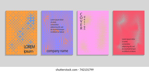 Minimalistic abstract vector halftone cover design template. Future geometric gradient background. Vector templates for placards, banners, flyers, presentations and reports