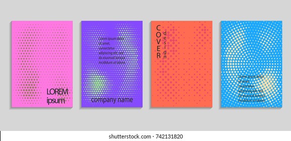 Minimalistic abstract vector halftone cover design template. Future geometric gradient background. Vector templates for placards, banners, flyers, presentations and reports