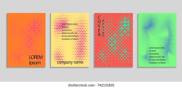 Minimalistic abstract vector halftone cover design template. Future geometric gradient background. Vector templates for placards, banners, flyers, presentations and reports