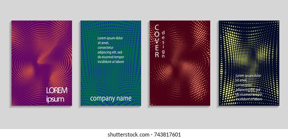 Minimalistic abstract vector halftone cover design template. Future geometric gradient background. Vector templates for placards, banners, flyers, presentations and reports