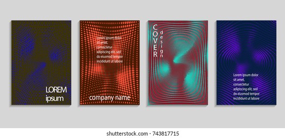 Minimalistic abstract vector halftone cover design template. Future geometric gradient background. Vector templates for placards, banners, flyers, presentations and reports