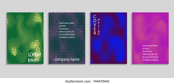 Minimalistic abstract vector halftone cover design template. Future geometric gradient background. Vector templates for placards, banners, flyers, presentations and reports