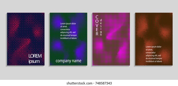 Minimalistic abstract vector halftone cover design template. Future geometric gradient background. Vector templates for placards, banners, flyers, presentations and reports