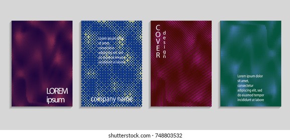 Minimalistic abstract vector halftone cover design template. Future geometric gradient background. Vector templates for placards, banners, flyers, presentations and reports