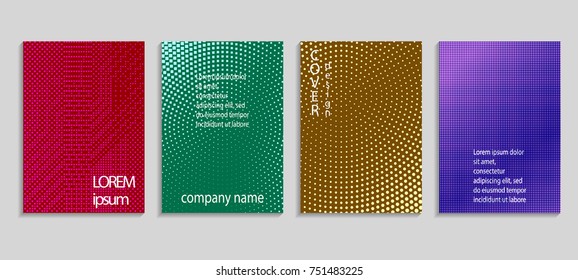 Minimalistic abstract vector halftone cover design template. Future geometric gradient background. Vector templates for placards, banners, flyers, presentations and reports