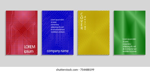 Minimalistic abstract vector halftone cover design template. Future geometric gradient background. Vector templates for placards, banners, flyers, presentations and reports