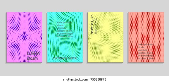 Minimalistic abstract vector halftone cover design template. Future geometric gradient background. Vector templates for placards, banners, flyers, presentations and reports