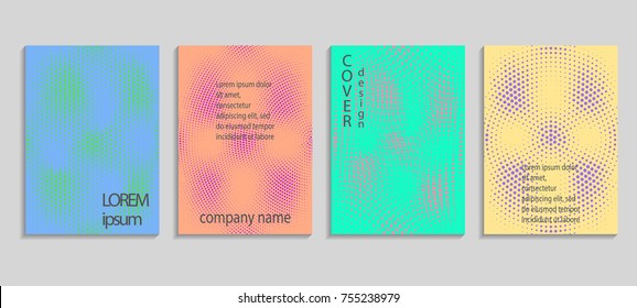 Minimalistic abstract vector halftone cover design template. Future geometric gradient background. Vector templates for placards, banners, flyers, presentations and reports