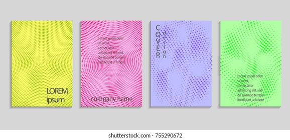 Minimalistic abstract vector halftone cover design template. Future geometric gradient background. Vector templates for placards, banners, flyers, presentations and reports