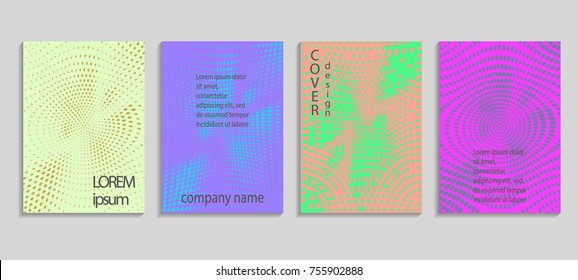 Minimalistic abstract vector halftone cover design template. Future geometric gradient background. Vector templates for placards, banners, flyers, presentations and reports