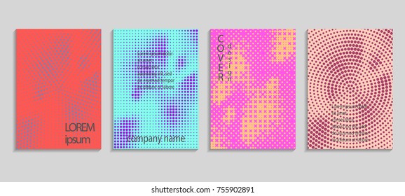 Minimalistic abstract vector halftone cover design template. Future geometric gradient background. Vector templates for placards, banners, flyers, presentations and reports