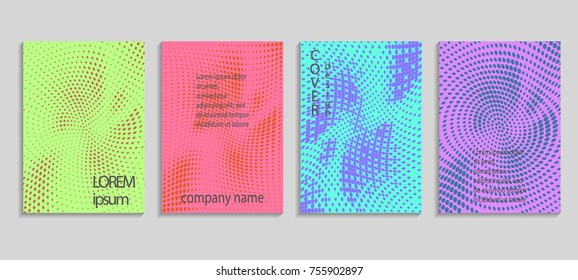 Minimalistic abstract vector halftone cover design template. Future geometric gradient background. Vector templates for placards, banners, flyers, presentations and reports