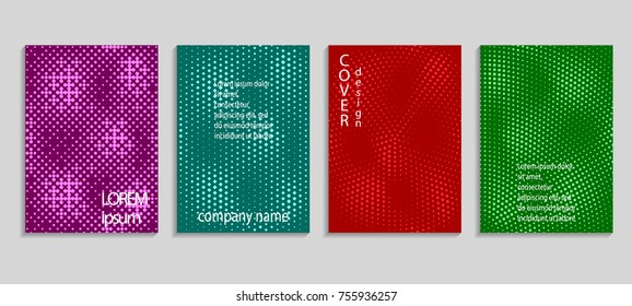 Minimalistic abstract vector halftone cover design template. Future geometric gradient background. Vector templates for placards, banners, flyers, presentations and reports