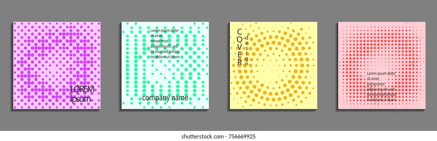 Minimalistic abstract vector halftone cover design template. Future geometric gradient background. Vector templates for placards, banners, flyers, presentations and reports