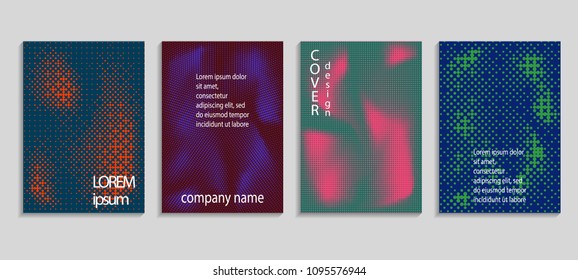Minimalistic abstract vector halftone covers design. Future geometric template. Vector templates for placards, banners, flyers, presentations and reports
