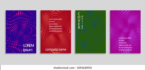 Minimalistic abstract vector halftone covers design. Future geometric template. Vector templates for placards, banners, flyers, presentations and reports
