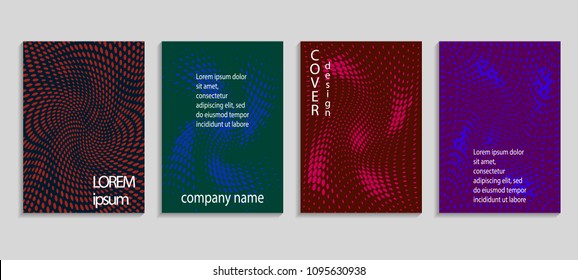 Minimalistic abstract vector halftone covers design. Future geometric template. Vector templates for placards, banners, flyers, presentations and reports