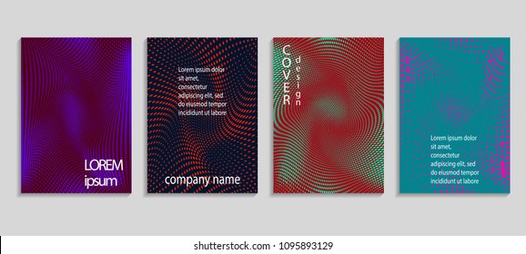 Minimalistic abstract vector halftone covers design. Future geometric template. Vector templates for placards, banners, flyers, presentations and reports